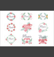 set of flower shop logo design colorful vector image