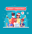 happy workers are celebrating christmas vector image