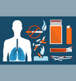 sick human lungs and harmful tobacco products set vector image
