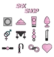sex shop flat icons set vector image