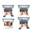 business hand on notebook computer keyboard vector image