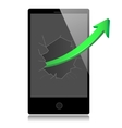 smart phone with success growth green arrow vector image
