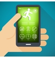 mobile phone with fitness app in hand vector image