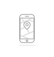 thin line black phone with pin vector image vector image