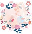 cute bird couple in the flower frame vector image