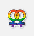 sticker female homosexual venus sign rainbow color vector image