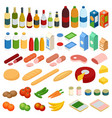 isometric big set of foodstuff food icons vector image