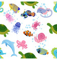 marine life fish animals bright seamless pattern vector image