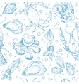 seafood seamless pattern vector image vector image