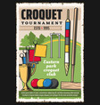 croquet sport equipment game tournament vector image vector image