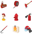 fire icons set cartoon style vector image