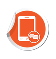 phone chat icon orange sticker vector image