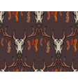 seamless texture deer skull with horns feathers vector image vector image