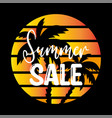 summer sale banner template sunset with palm tree vector image vector image