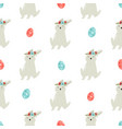 seamless pattern with cute rabbits vector image vector image