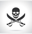 silhouette jolly roger with crossed sabers vector image