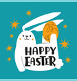 with egg white rabbit stars and lettering phrase vector image