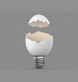 broken chicken egg in the form of light bulb vector image
