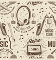 retro music club seamless pattern background vector image