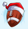 funny christmas american football ball with santa vector image vector image