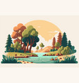 landscape with mountains and river in flat style vector image