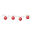 watercolor christmas garland with red balls vector image