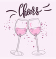 template with two wine glasses and text cheers vector image