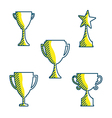 trophy cup icons variable line flat design style vector image vector image