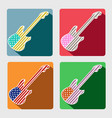 american guitar flat icons with long shadow vector image vector image