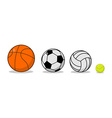 sports ball set basketball and football tennis vector image