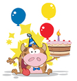 birthday calf cartoon character vector image vector image
