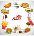 fast food cartoon frame vector image vector image