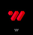 w letter logo red monogram 3d illusion vector image vector image