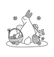 easter bunny rabbit character sitting near vector image