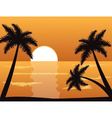 seascape at sunset with palm trees vector image