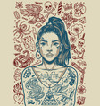vintage tattoos monochrome poster vector image