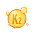 vitamin k2 gold shining icon ascorbic acid vector image