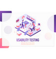 usability testing isometric landing page vector image