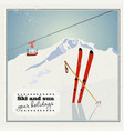 vintage winter background poster red ski lift vector image vector image