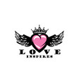 drawn of a heart and wings vector image vector image
