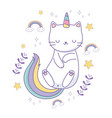unicorn cat cartoon design vector image