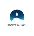 white rocket with cloud and blue sky circle icon vector image