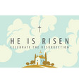 easter banner with a church on a hill sky vector image vector image