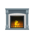home classic brick fireplace with flaming flames vector image vector image