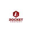 modern red hexagon rocket logo template vector image