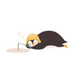 polar animal sleeping at fishing flat vector image