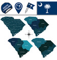 map of south carolina with regions vector image vector image