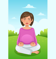 Blond pregnant yoga woman isolated on white Vector Image