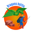 dragons battle round background vector image
