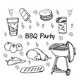 hand drawn doodle bbq party icons set vector image vector image